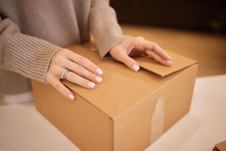 Young adult opening a discreet package