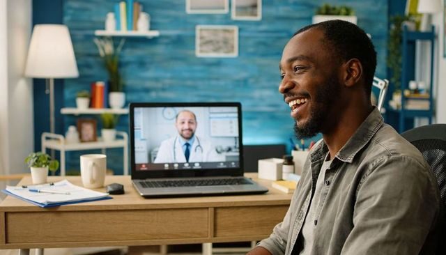 Man on telehealth appointment